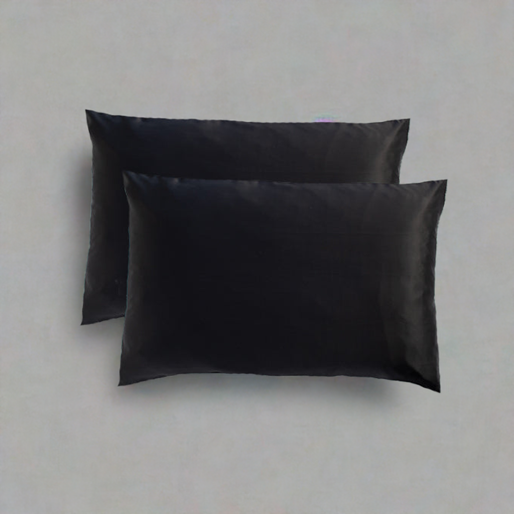 2 Black Silk Pillowcase - Std